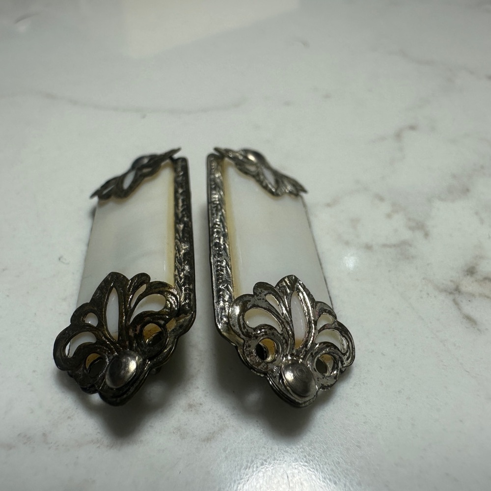 Vintage Mother of Pearl Brooch Set – Art Deco Style Rectangular Pins